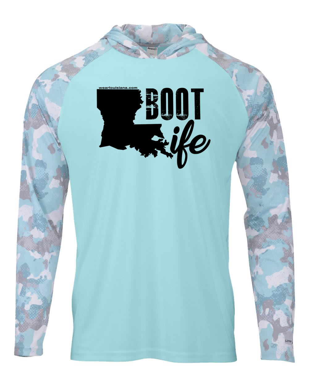 Boot Life: Polyester Aqua Blue Hooded Long Sleeve