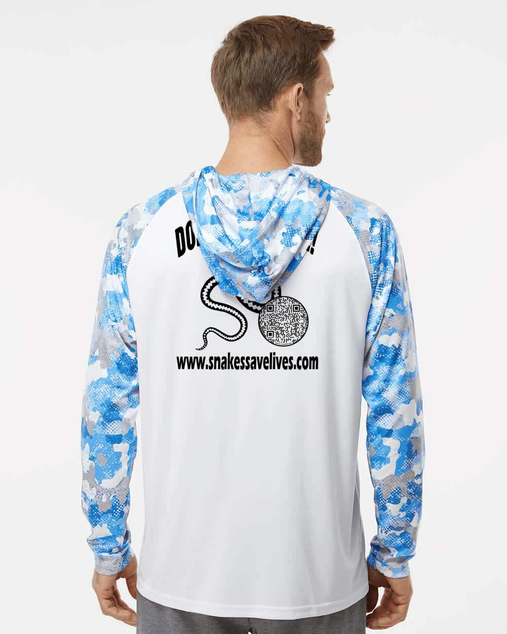 Snake Life: Polyester White Blue Mist Hooded Long Sleeve