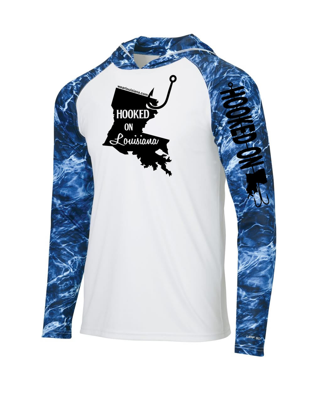 Hooked on Louisiana: Polyester Marlin Hooded Long Sleeve
