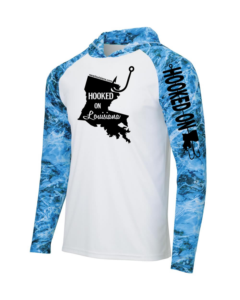 Hooked on Louisiana: Polyester Nautical Hooded Long Sleeve