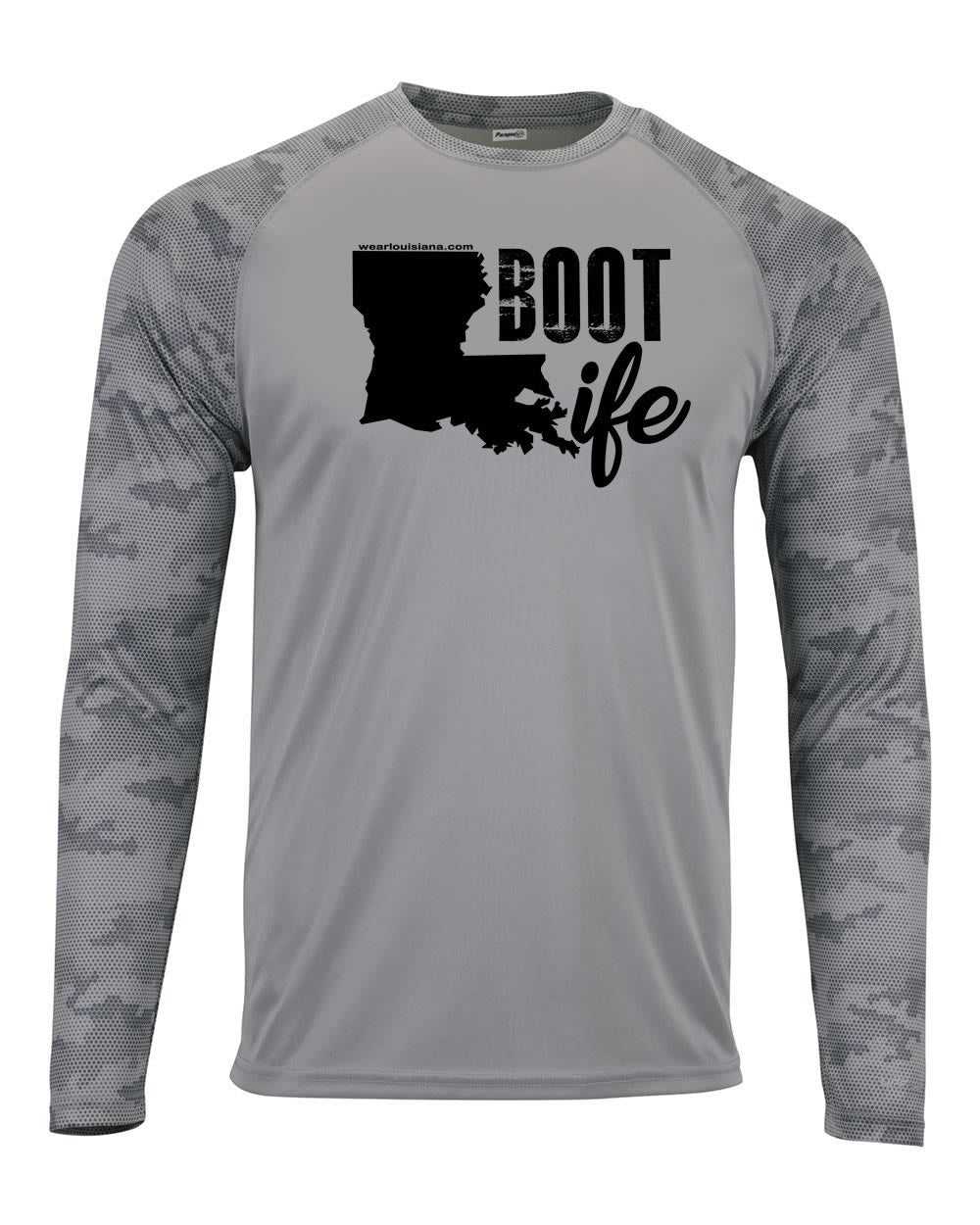 Grey Camo Long Sleeve: Boot Life