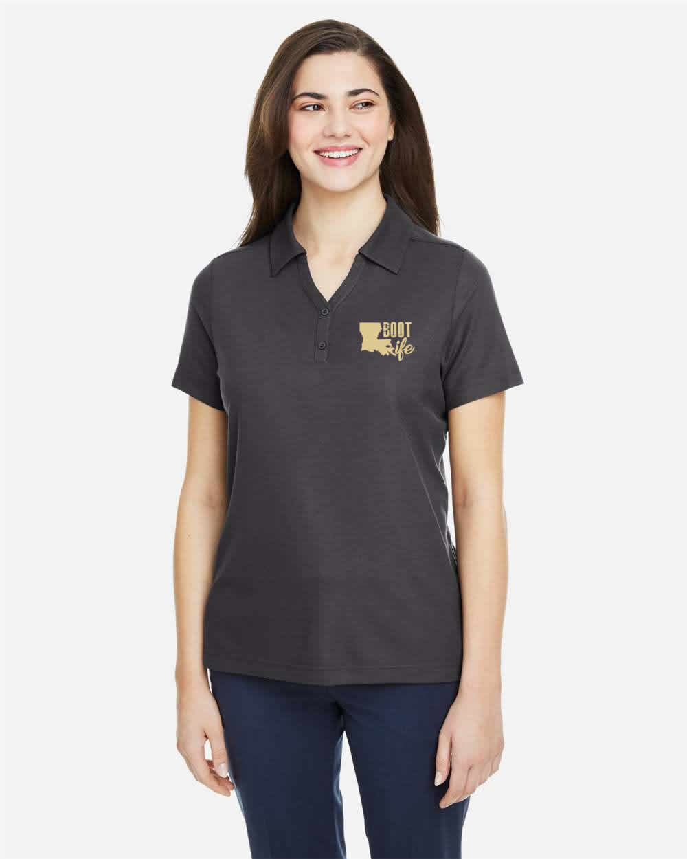 Boot Life Women's: Core Grey and Gold Polo