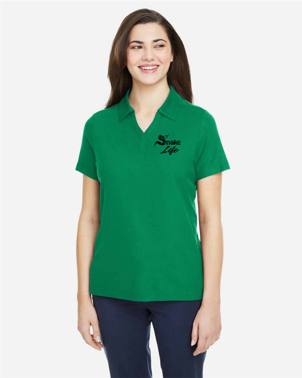 Snake Life Women's: Kelly Green and Black Polo