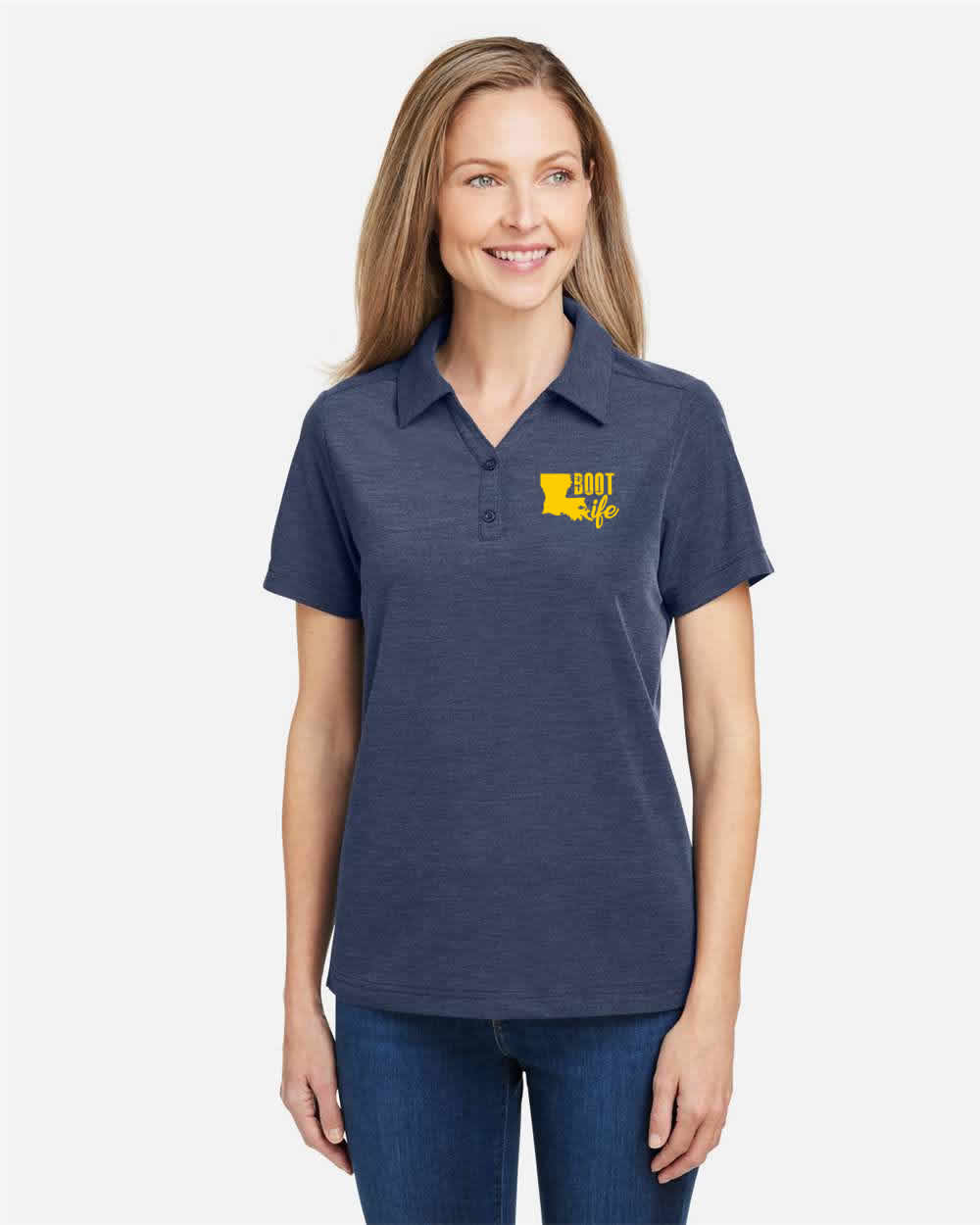 Boot Life Women's: Navy and Gold Polo