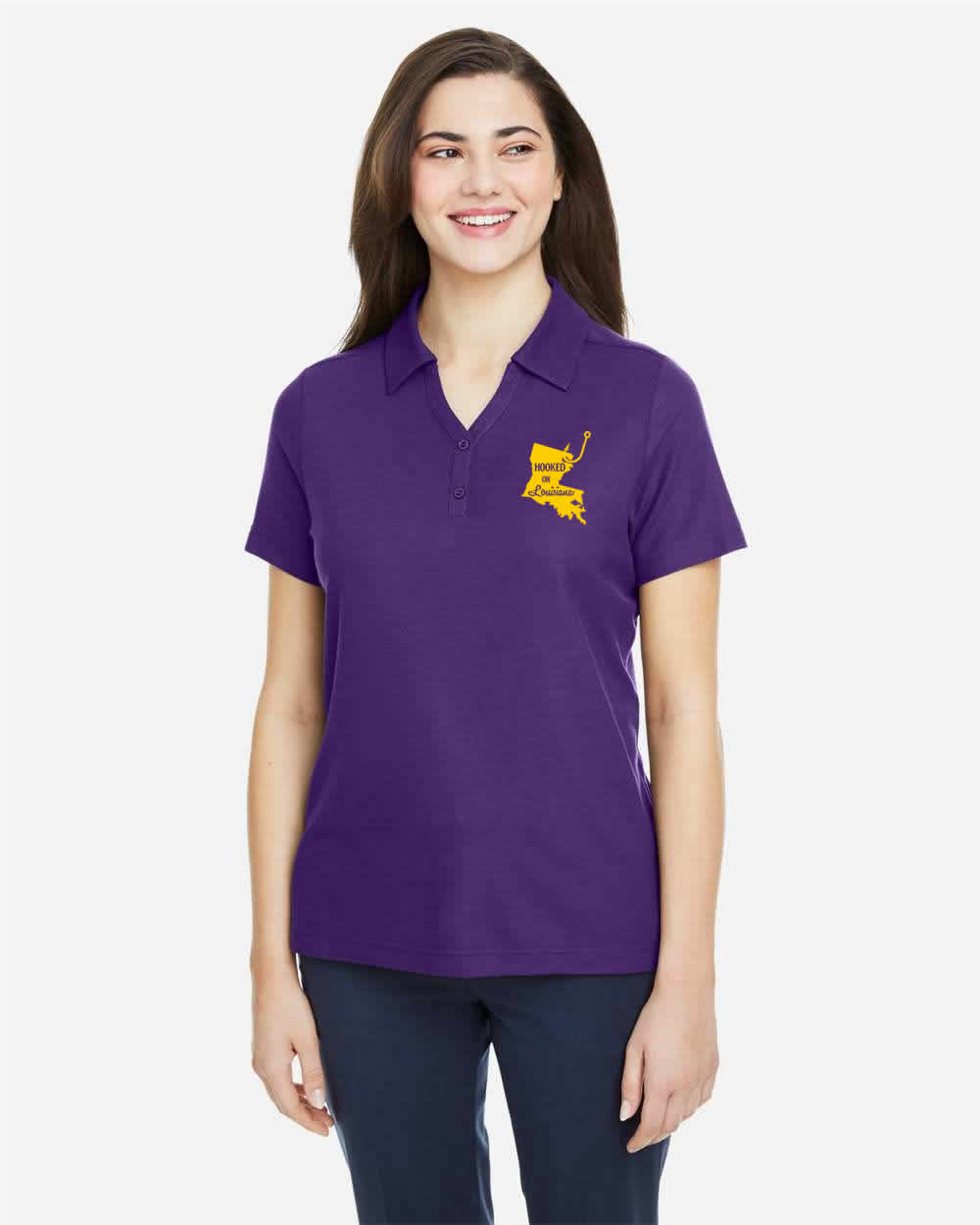 Hooked on Louisiana Women's: Purple and Gold Polo