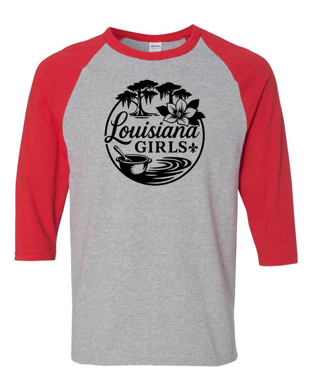 Louisiana Girls: Raglan Grey/Red