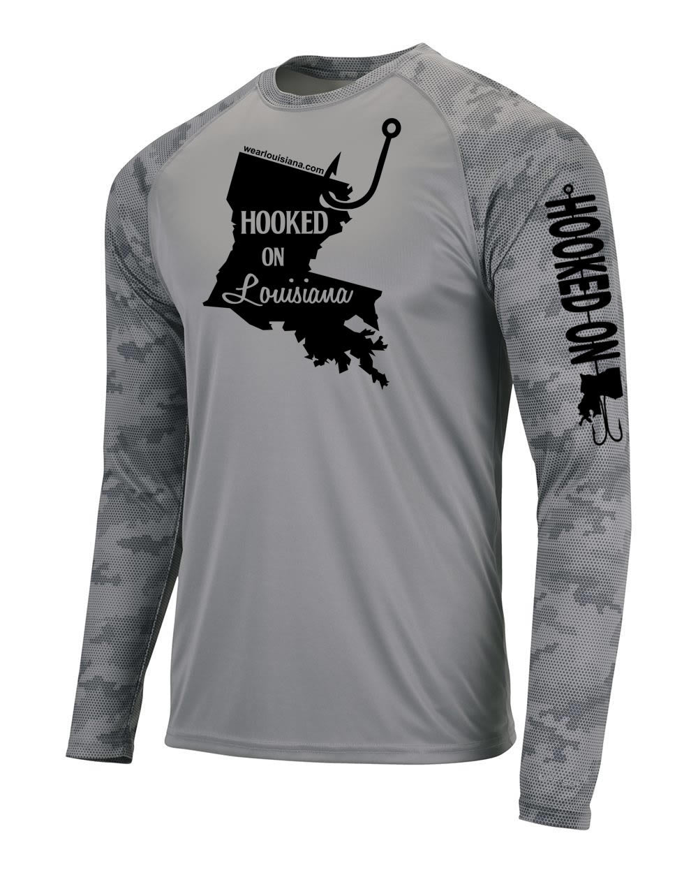 Grey Long Sleeve: Hooked on Louisiana