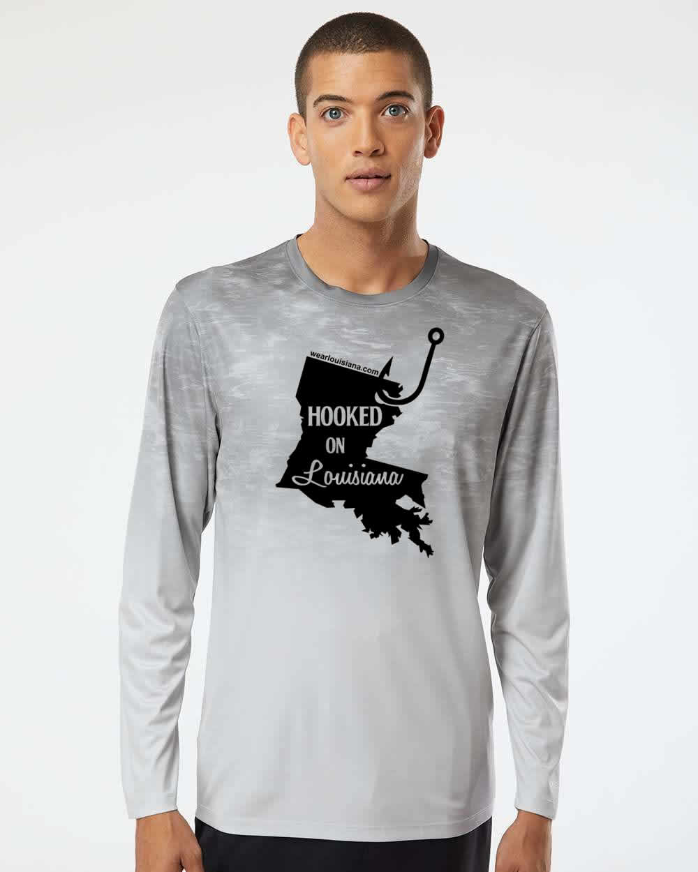 Grey Smoke Long Sleeve: Hooked on Louisiana