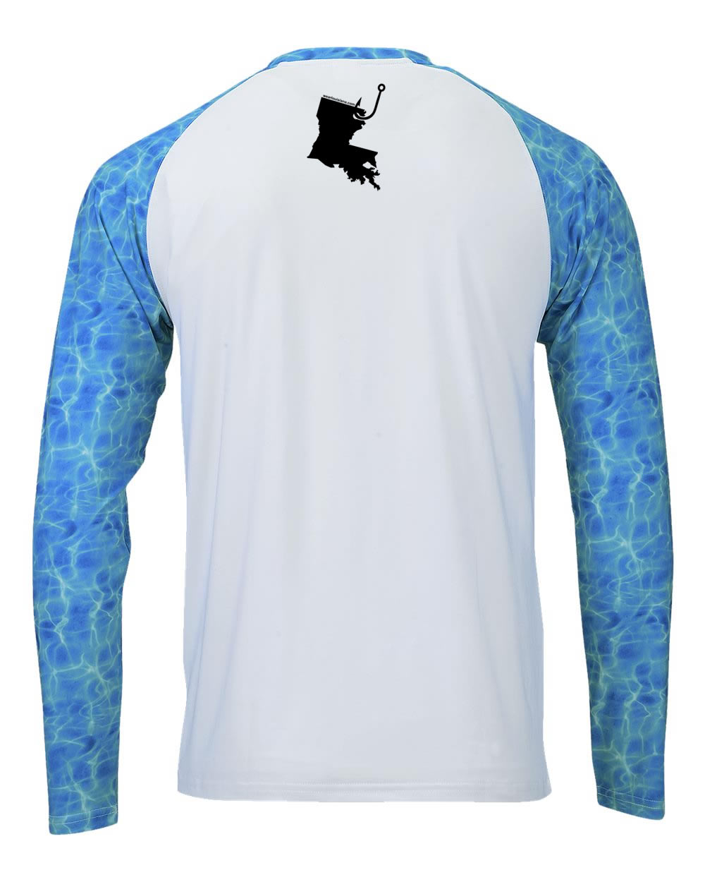 Blue-White Half Water Long Sleeve: Hooked on Louisiana