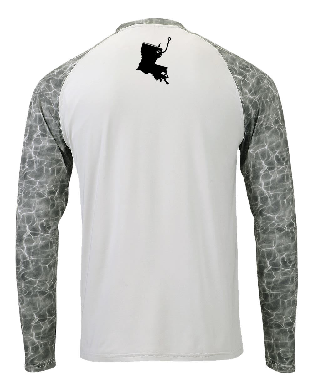 Grey-White Half Water Long Sleeve: Hooked on Louisiana
