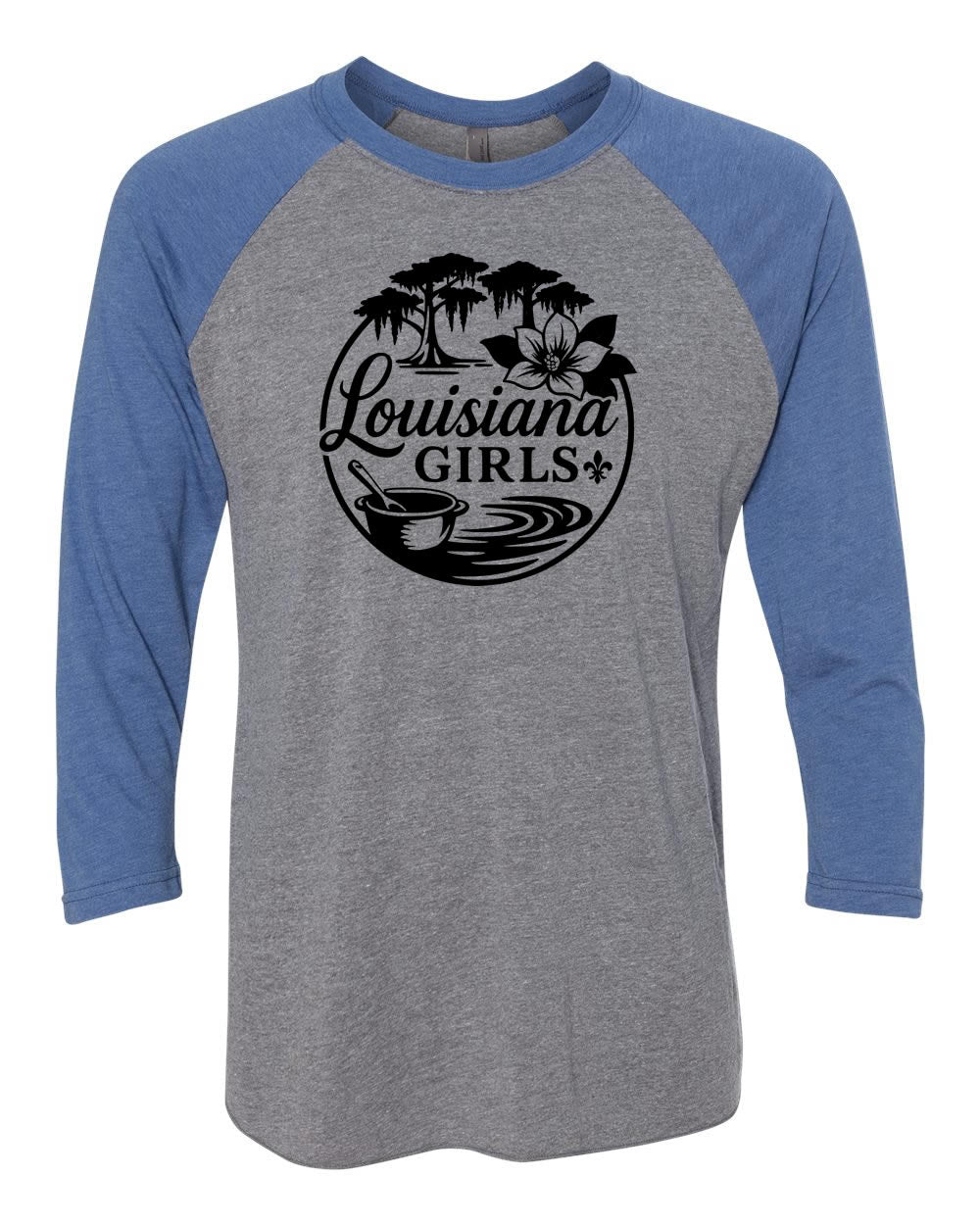 Louisiana Girls: Raglan Grey/Royal Blue