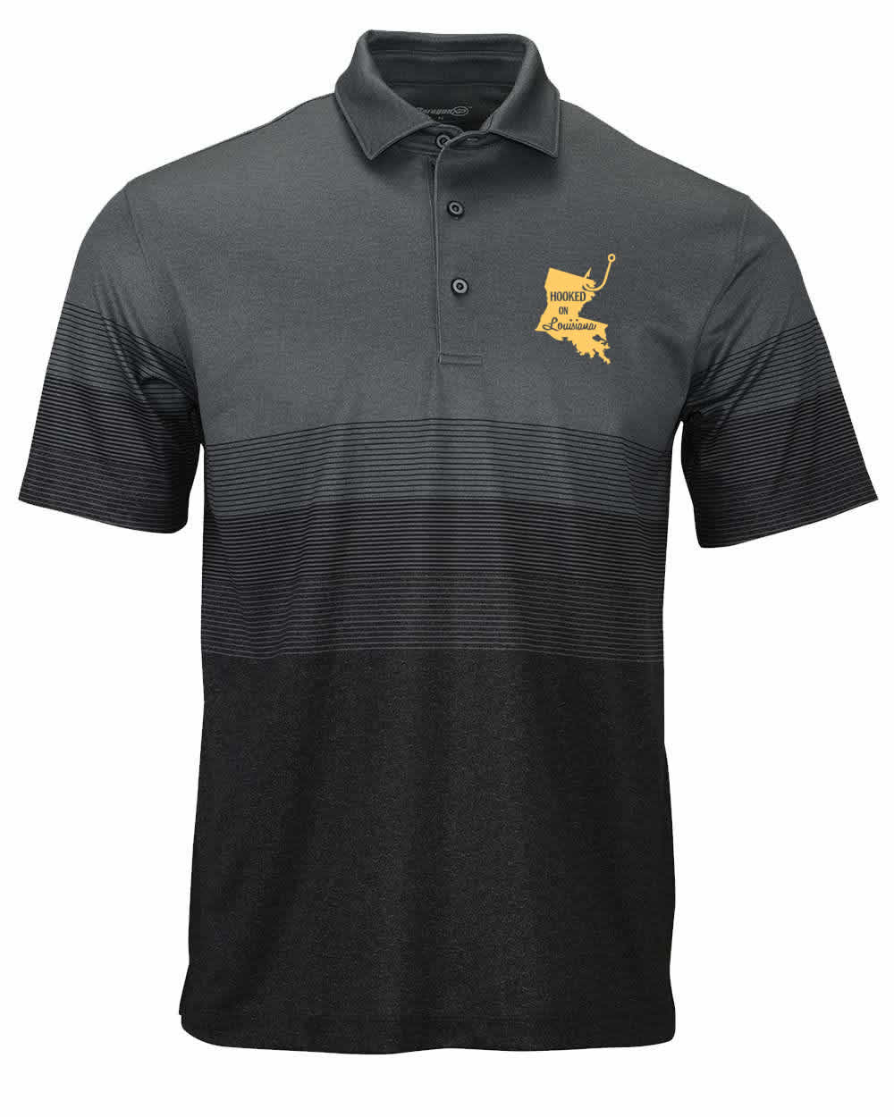 Hooked on Louisiana: Black and Grey Polo