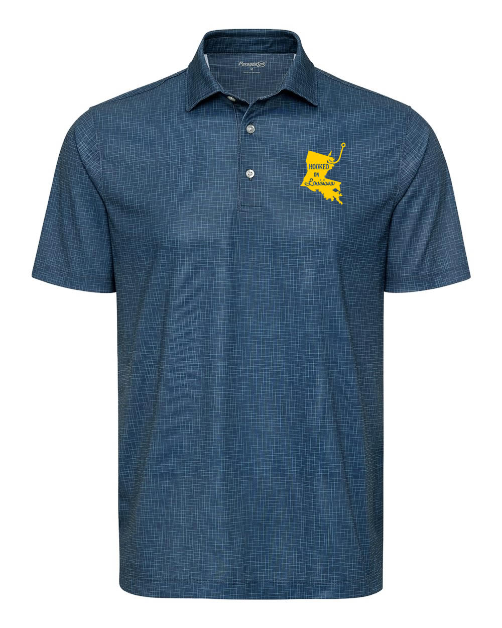 Hooked on Louisiana: Navy and Yellow Textured Polo