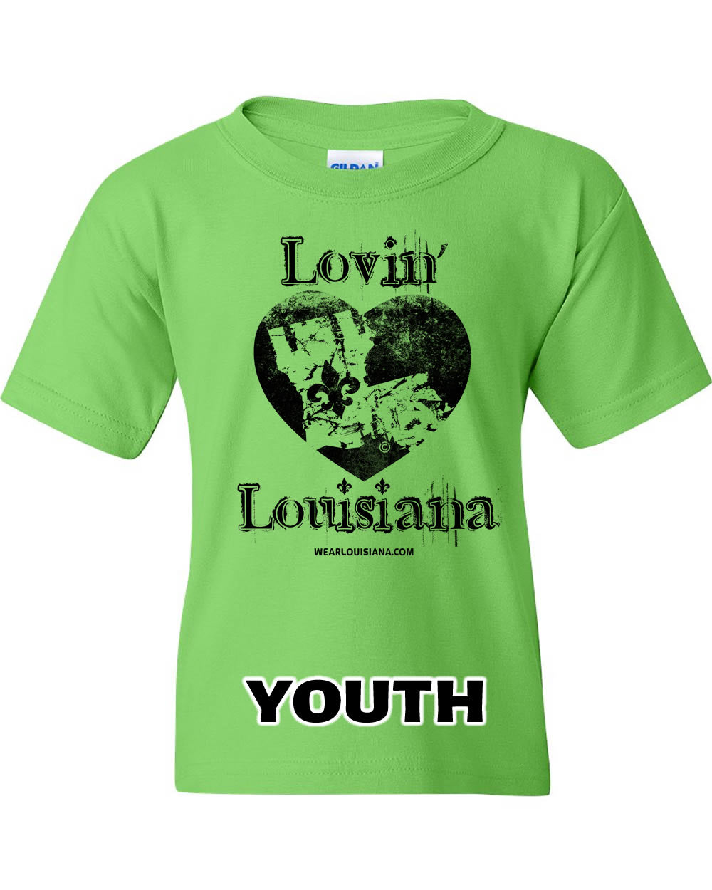 Youth Neon Green Lovin' Louisiana Tee