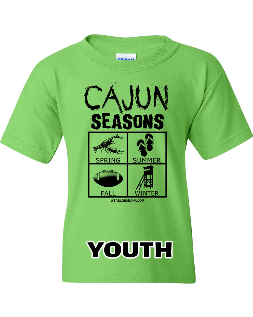 Youth Neon Green Cajun Seasons Tee