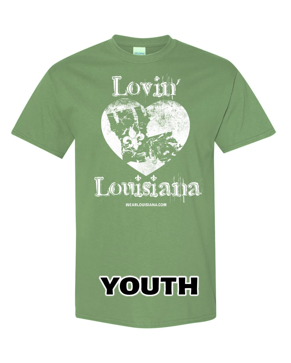 YOUTH Military Green Lovin' Louisiana Tee