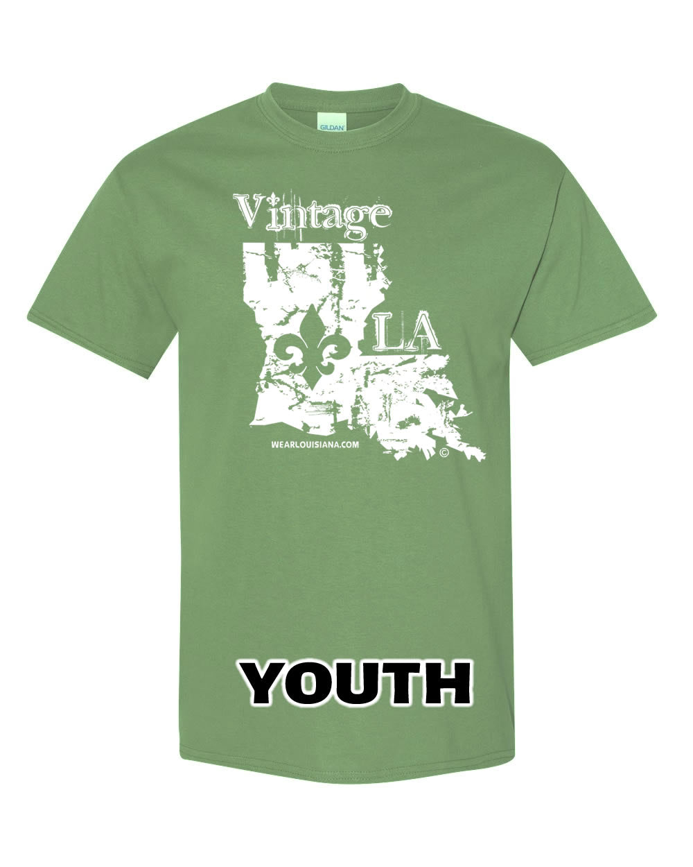 YOUTH Military Green Vintage Louisiana Tee