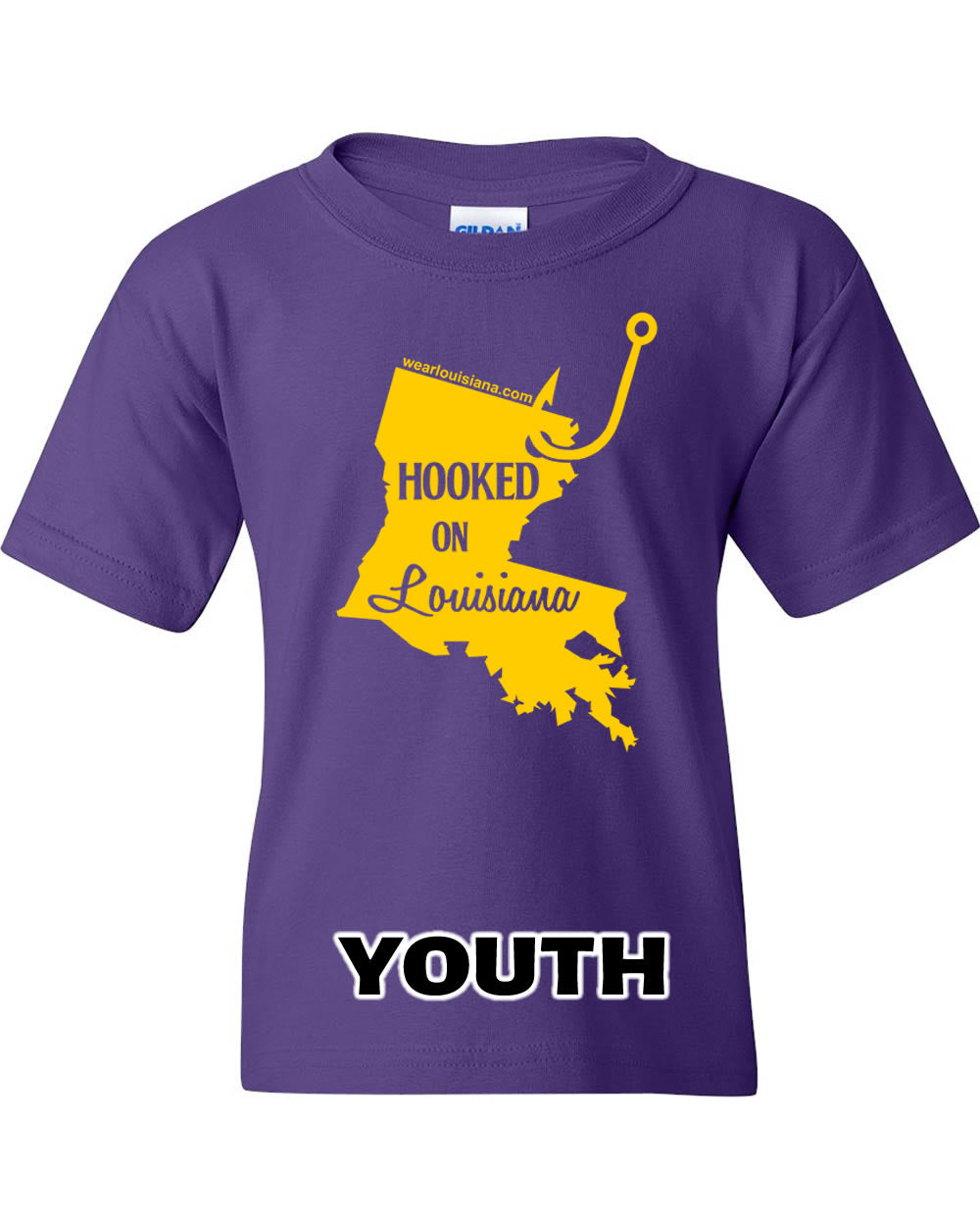 Youth Purple Hooked on Louisiana Tee