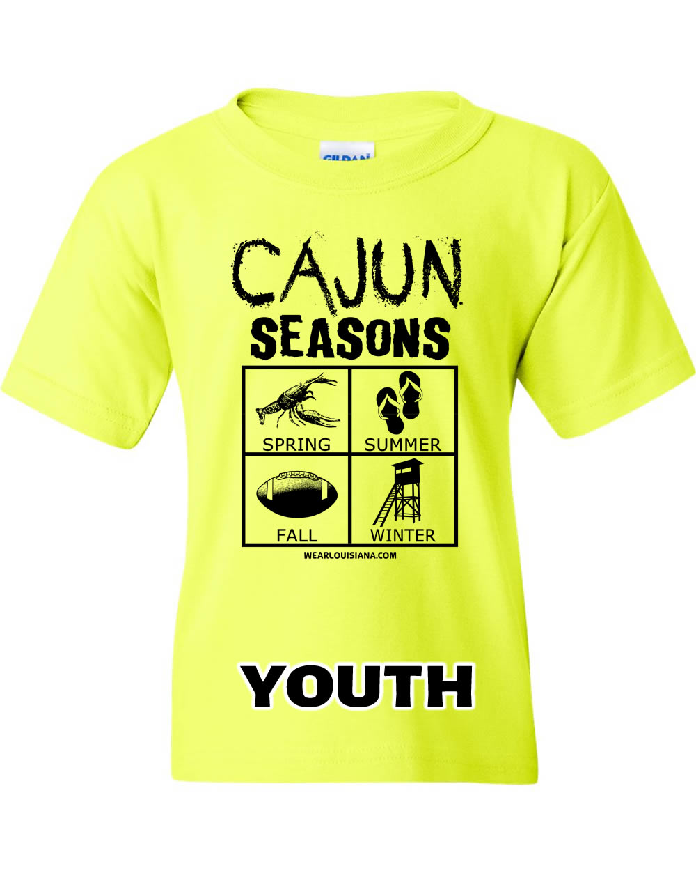 Youth Neon Yellow Cajun Seasons Tee