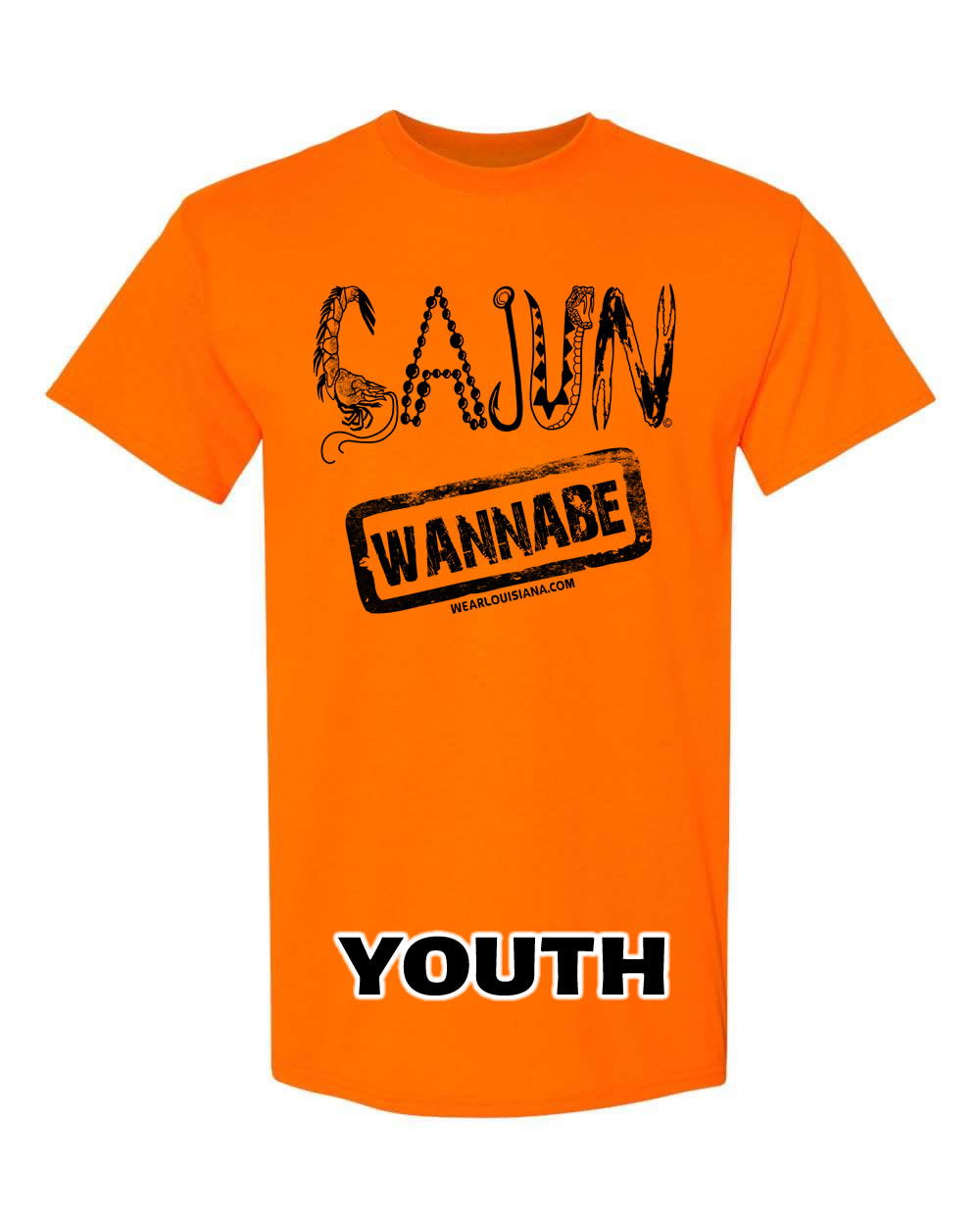 Youth Neon Orange Cajun Wannabe Tee