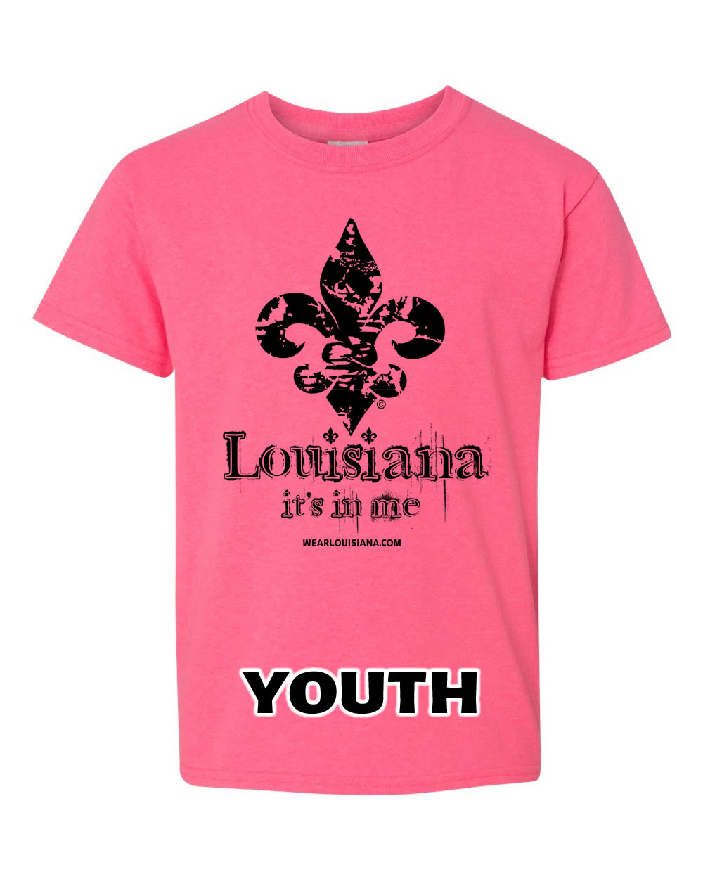 Youth Neon Pink Louisiana It's in Me Tee