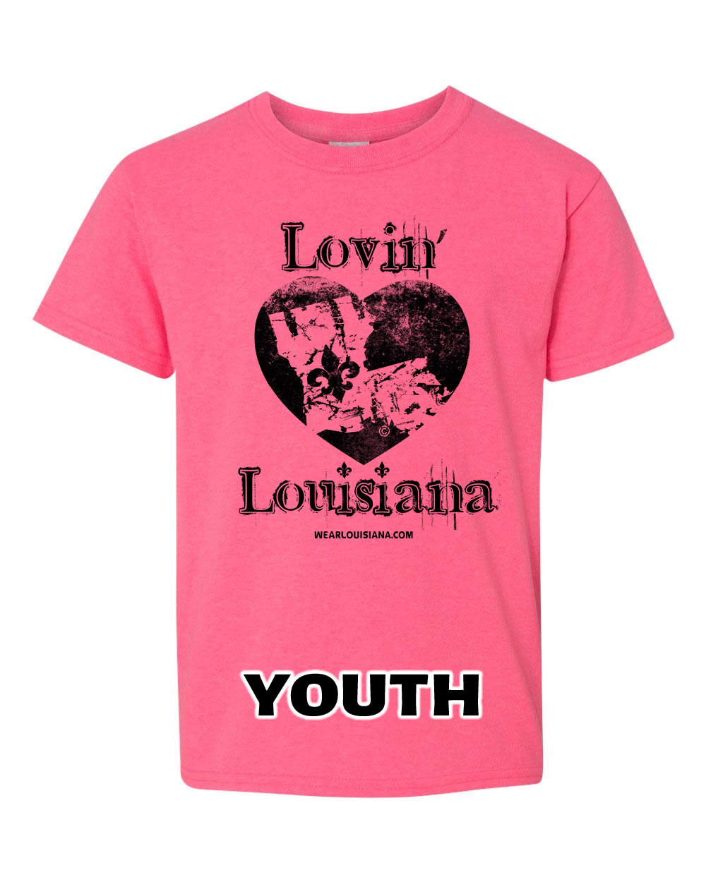 Youth Neon Pink Lovin' Louisiana Tee