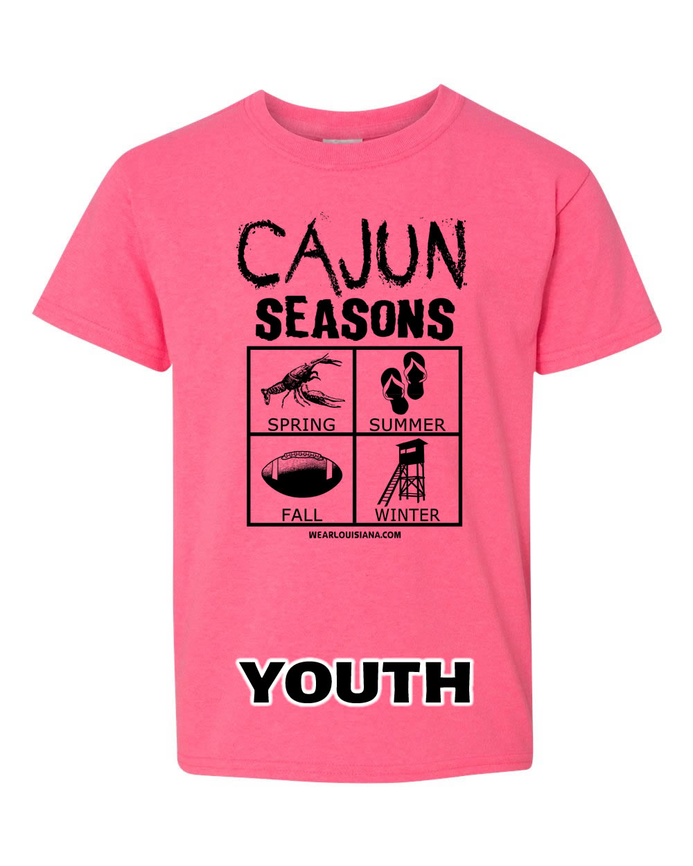Youth Neon Pink Cajun Seasons Tee