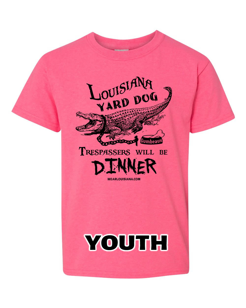 Youth Neon Pink Louisiana Yard Dog Tee