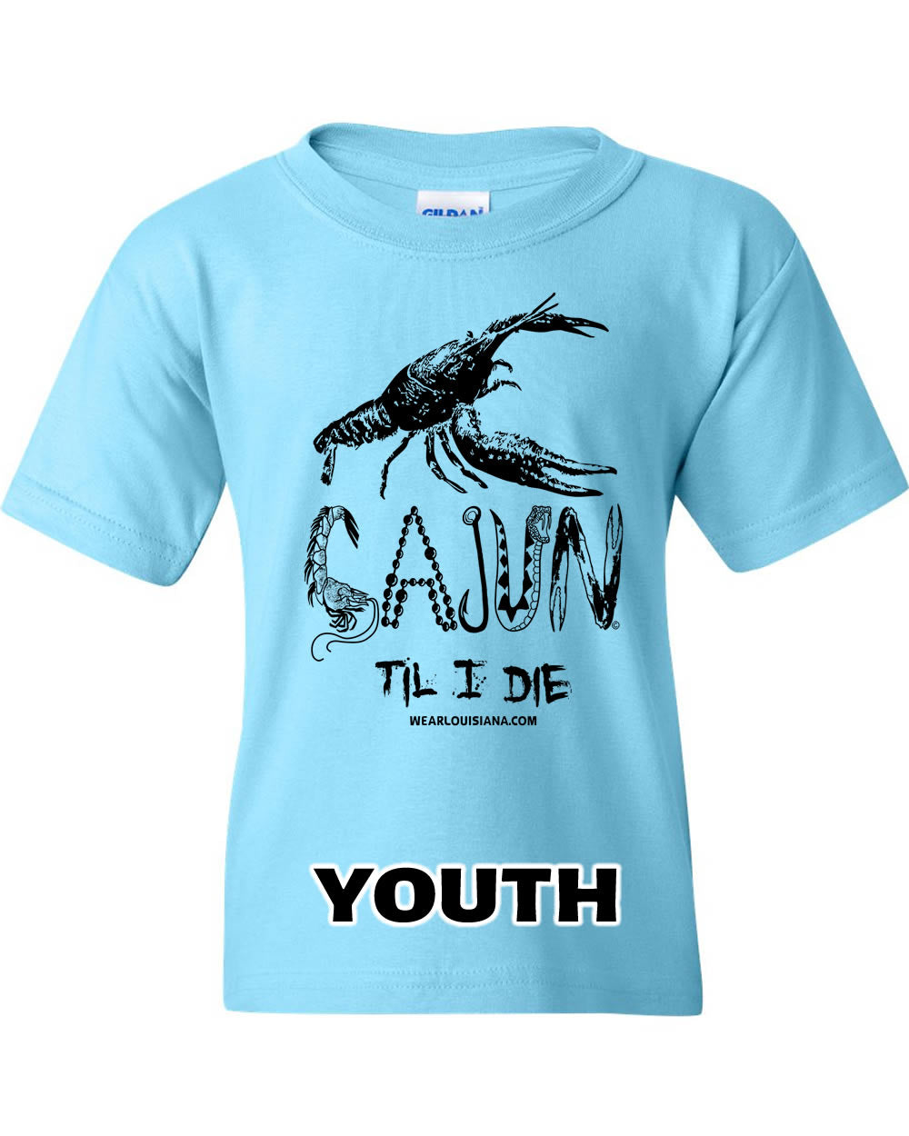 Youth Neon Blue Cajun Til I Die Tee