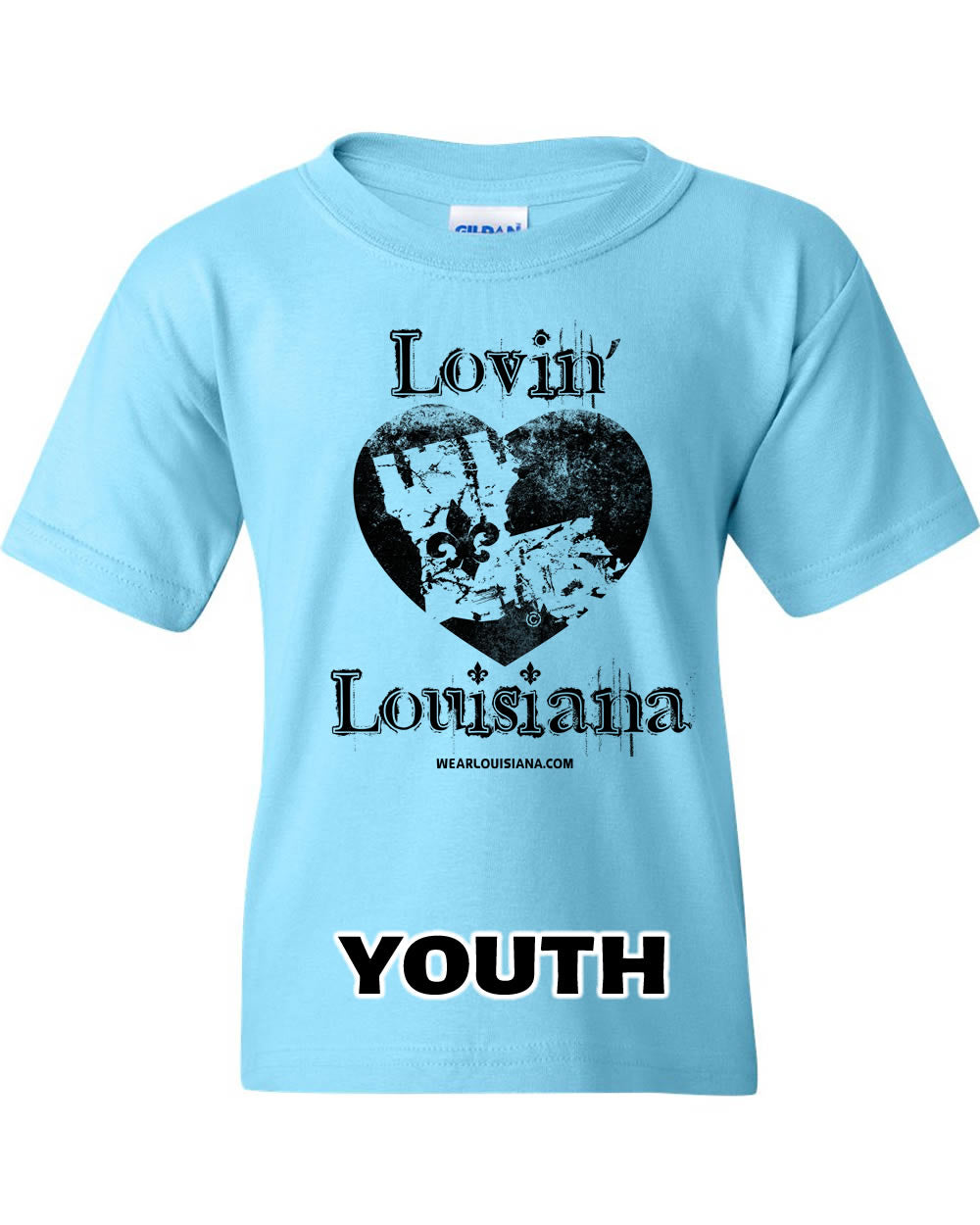 Youth Neon Blue Lovin Louisiana Tee
