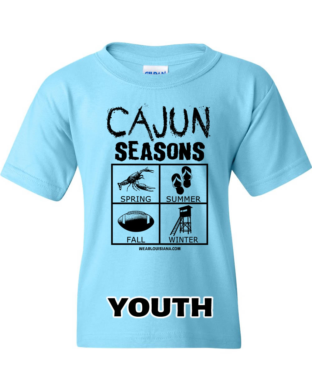 Youth Neon Blue Cajun Seasons Tee