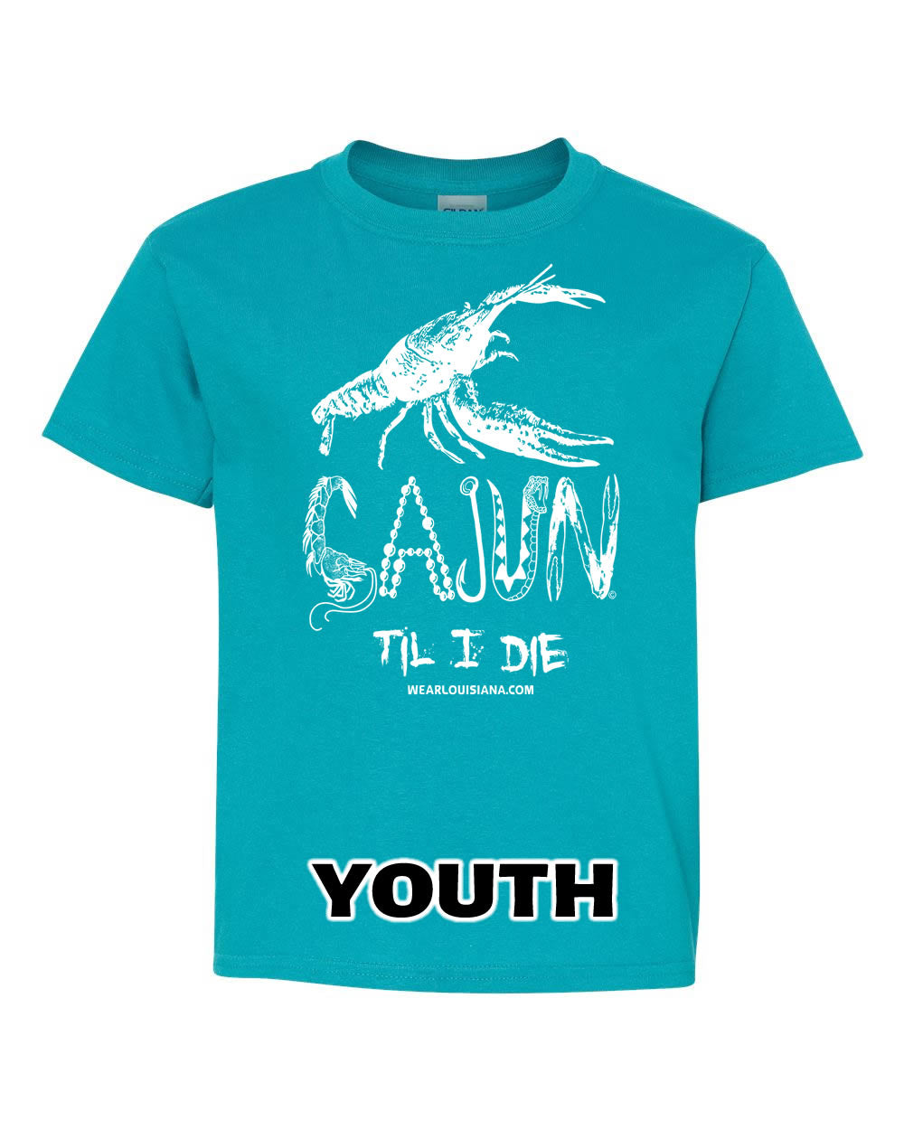 YOUTH Tropical Blue Cajun Til I Die Tee