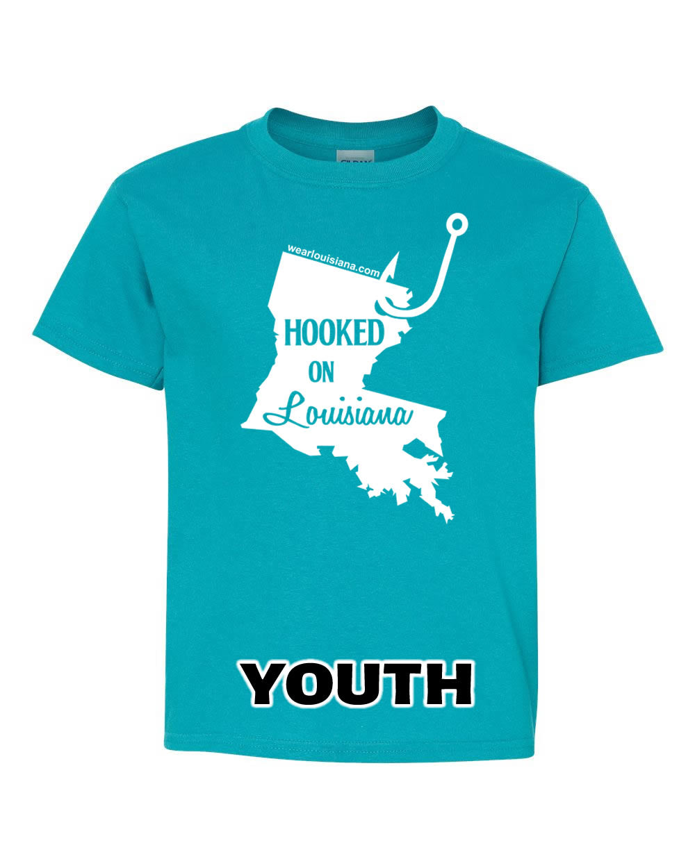 YOUTH Tropical Blue Hooked on Louisiana Tee