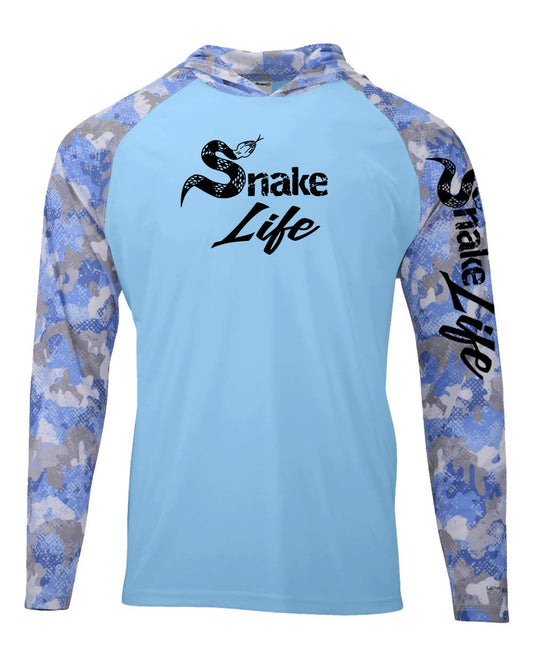 Snake Life: Polyester Blue Mist Hooded Long Sleeve
