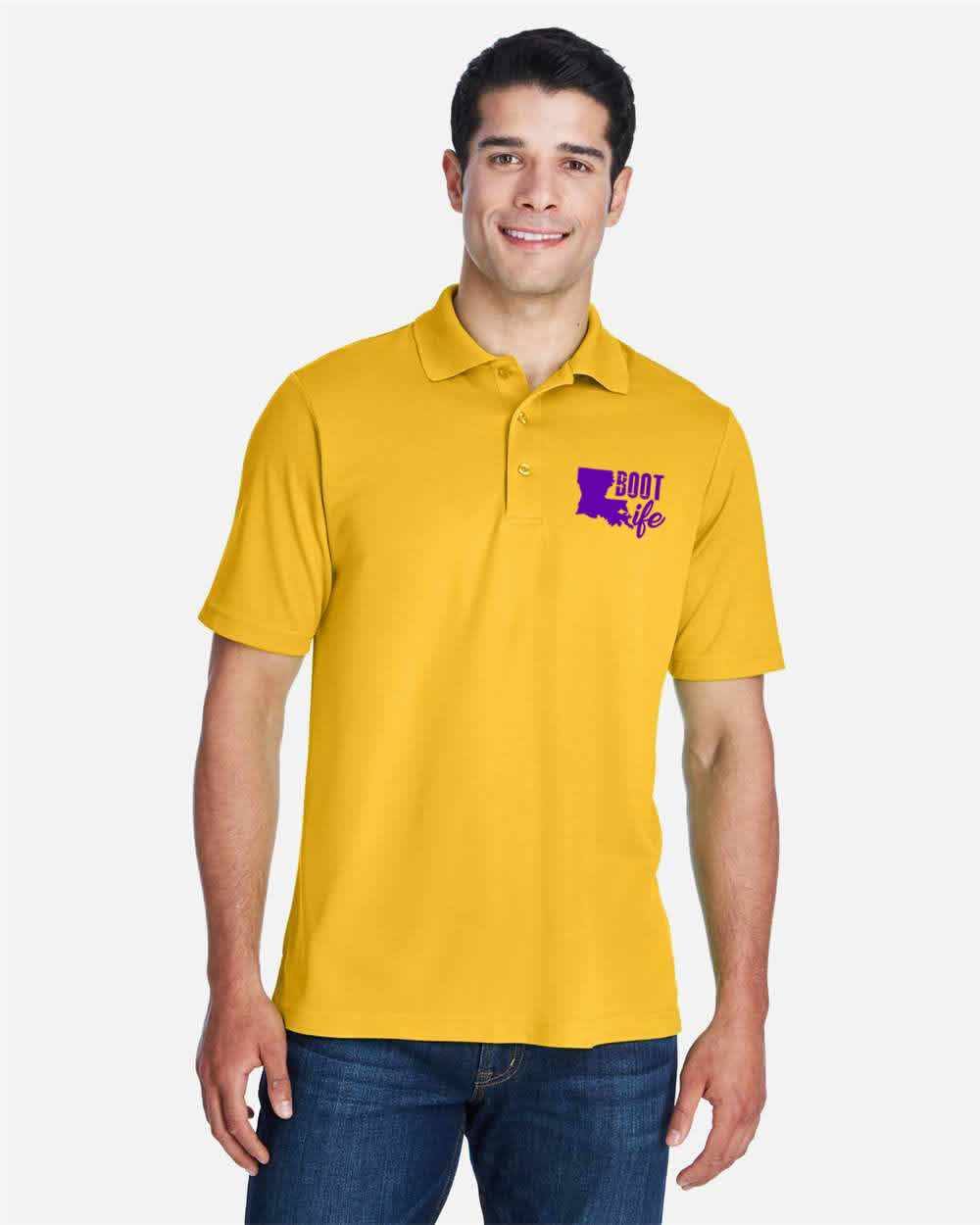 Boot Life: Yellow and Purple Polo