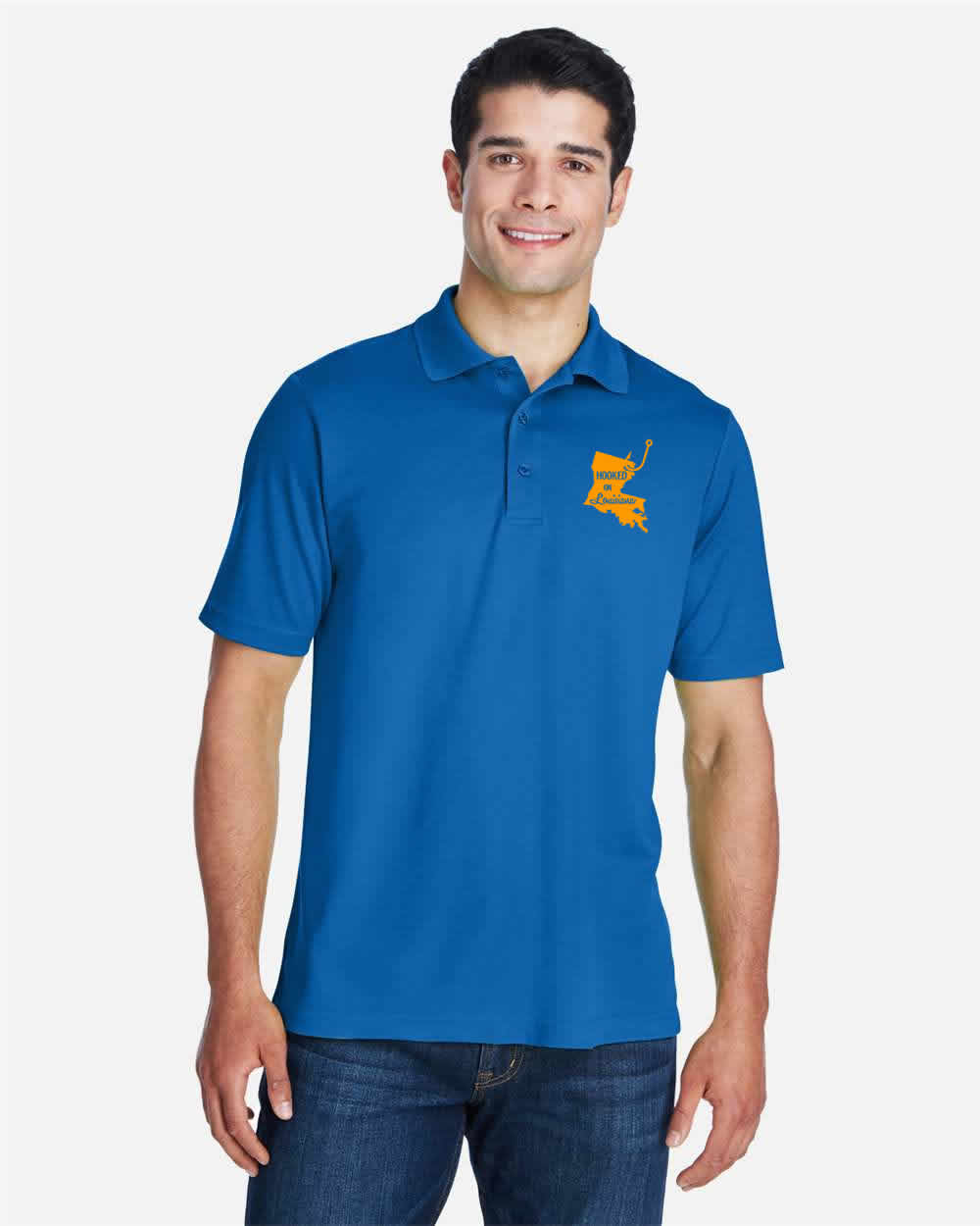 Hooked on Louisiana: Blue and Yellow Polo