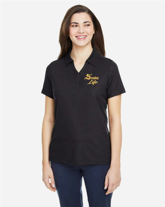 Snake Life Women's: Black and Gold Polo