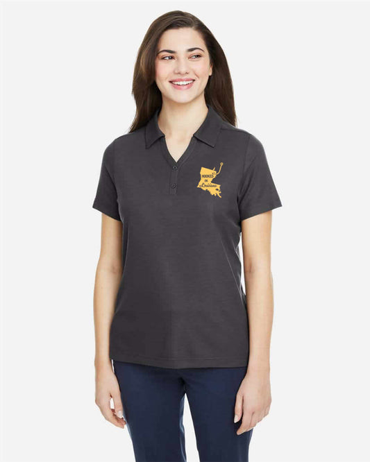 Hooked on Louisiana Women's: Core Grey and Gold Polo