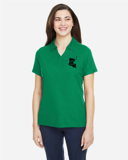 Hooked on Louisiana Women's: Kelly Green and Black Polo