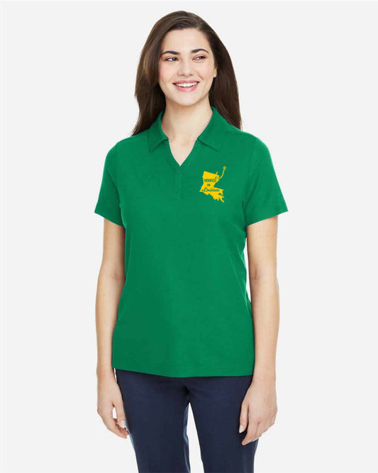 Hooked on Louisiana Women's: Kelly Green and Yellow Polo