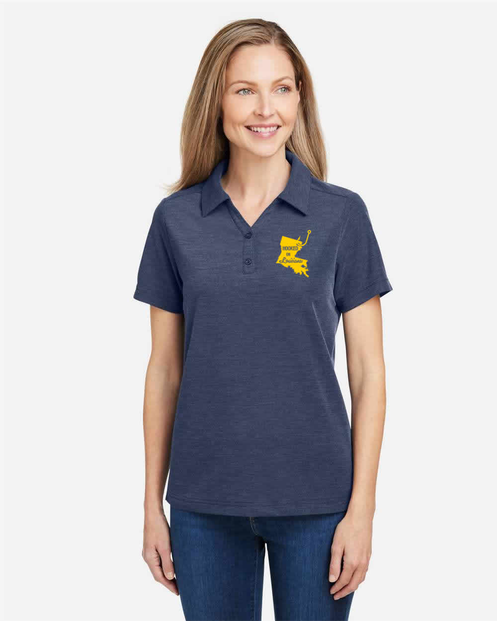 Hooked on Louisiana Women's: Navy and Yellow Polo