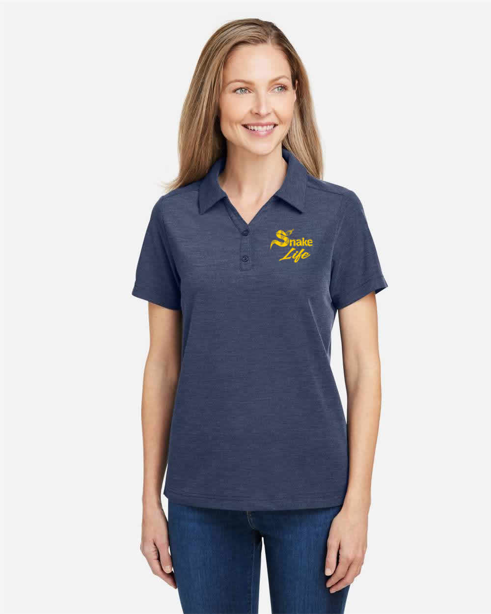 Snake Life Women's: Navy and Gold Polo