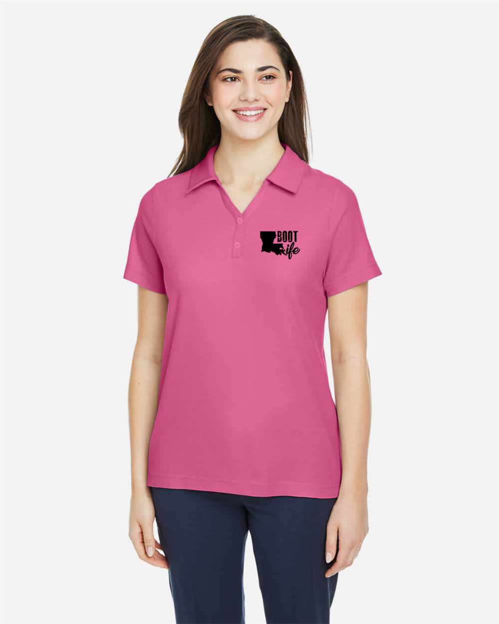 Boot Life Women's: Pink and Black Polo