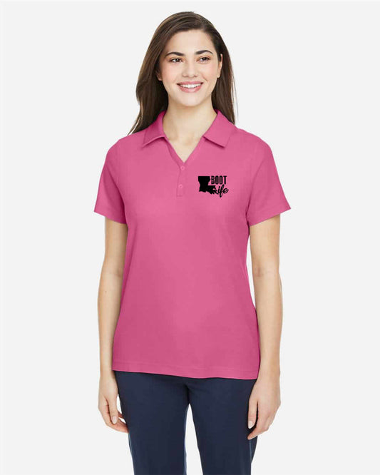 Boot Life Women's: Pink and Black Polo