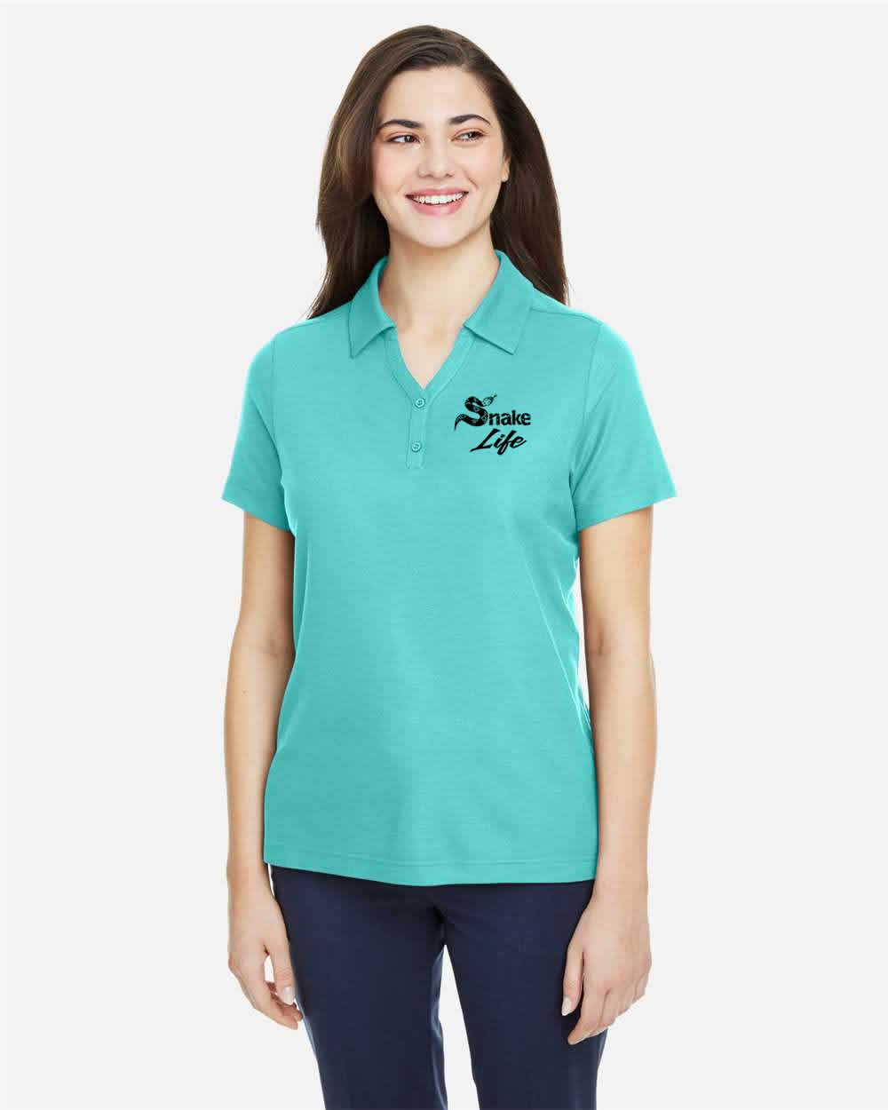 Snake Life Women's: Seaglass and Black Polo
