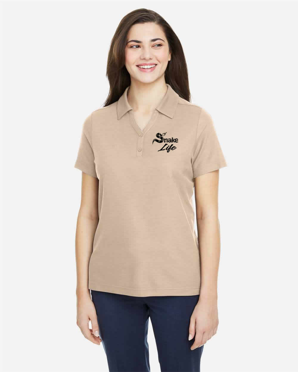Snake Life Women's: Stone and Black Polo
