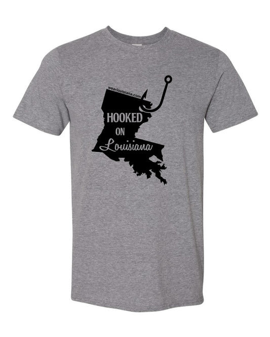 Hooked on Louisiana Grey Shirt