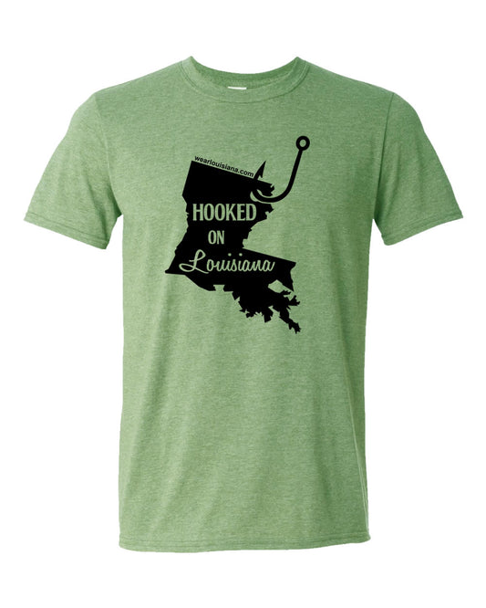 Hooked on Louisiana Military Green Tee