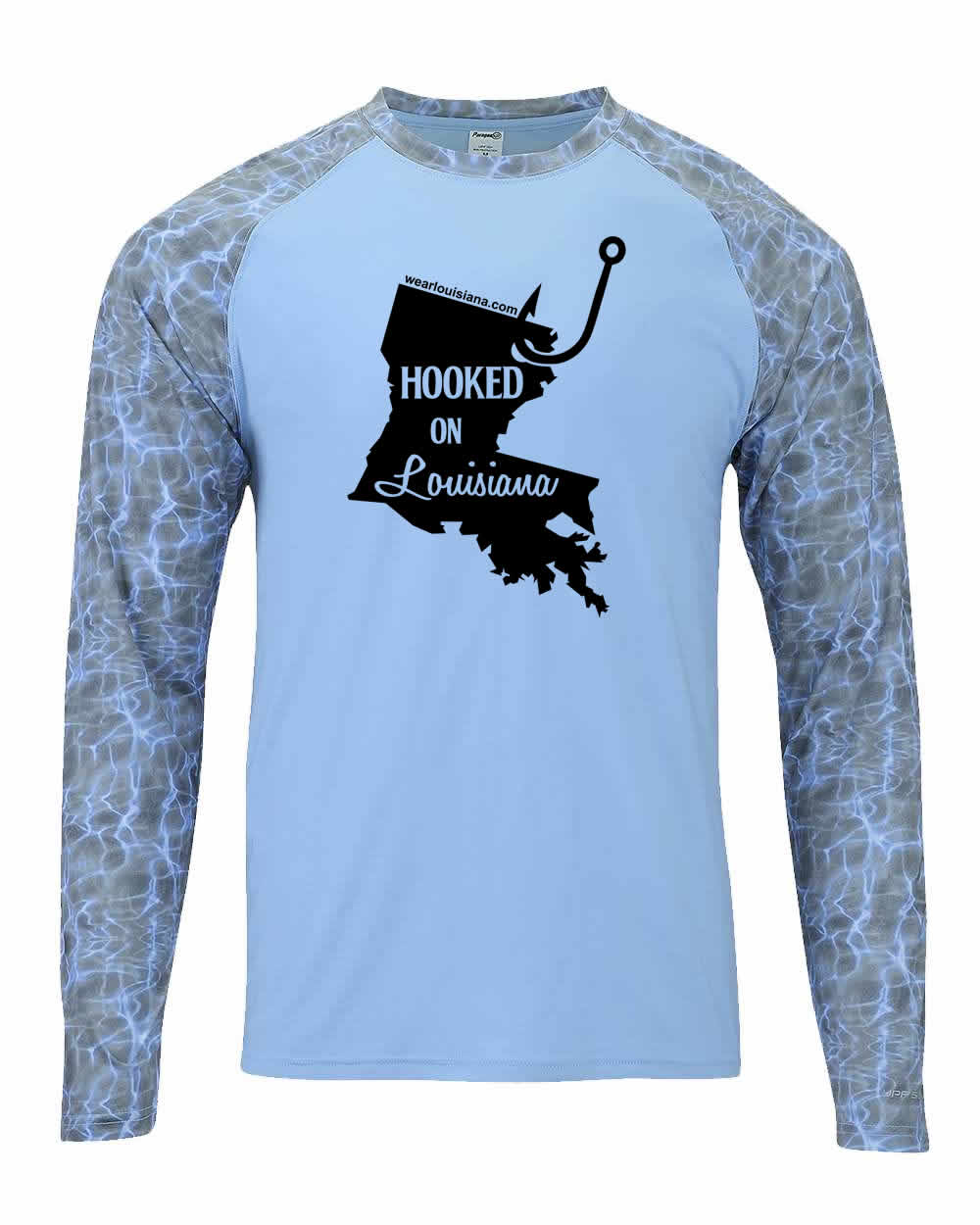 Blue-Grey Half Water Long Sleeve: Hooked on Louisiana