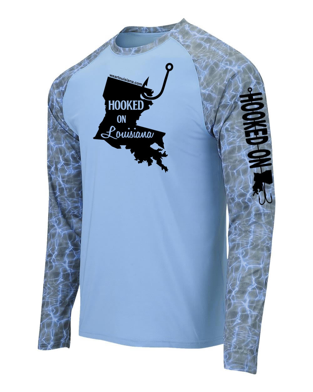 Blue-Grey Half Water Long Sleeve: Hooked on Louisiana
